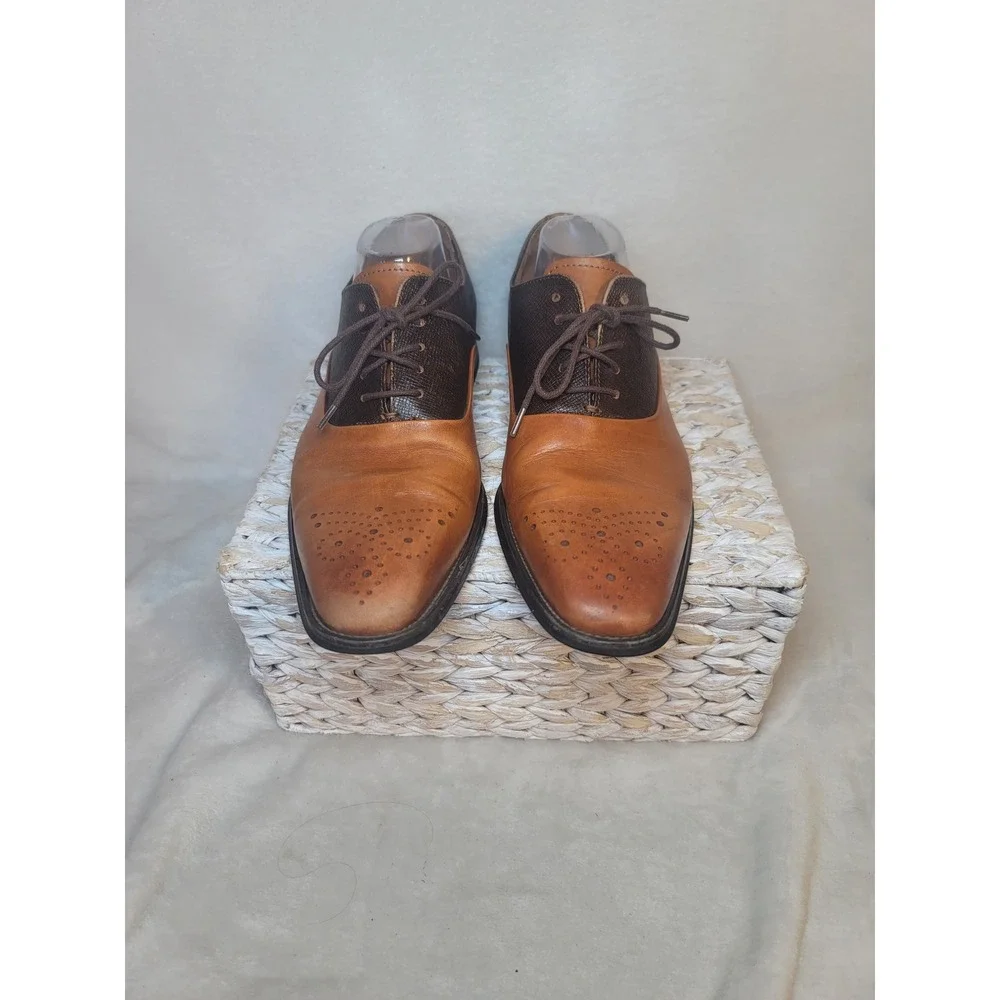 La Milano Weldon Brogue Oxford Dress Shoes Office Exec Size 11 Tan Brown Leather